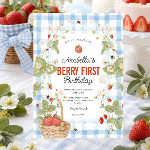 Invitation pour le premier anniversaire de fraise