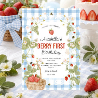 Invitation pour le premier anniversaire de fraise