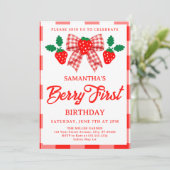 Invitation pour le premier anniversaire de fraise (Debout devant)