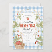Invitation pour le premier anniversaire de fraise (Devant)