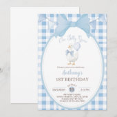 Invitation pour le premier anniversaire de Garçon (Devant / Derrière)