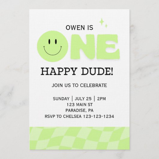 INVITATION POUR LE PREMIER ANNIVERSAIRE DE GARÇON (Devant)
