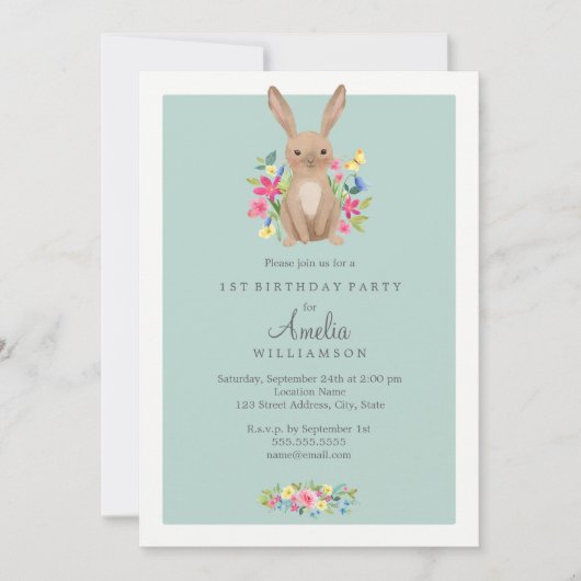 Invitation pour le premier anniversaire de joli la (Devant)