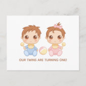 Invitation pour le premier anniversaire de jumeaux (Devant)