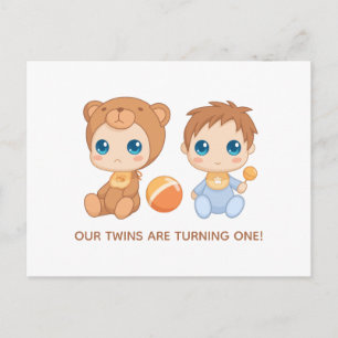 Invitation pour le premier anniversaire de jumeaux