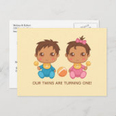 Invitation pour le premier anniversaire de jumeaux (Devant / Derrière)