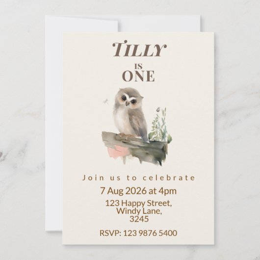 Invitation pour le premier anniversaire de la chou (Devant)