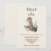 Invitation pour le premier anniversaire de la chou (Devant / Derrière)