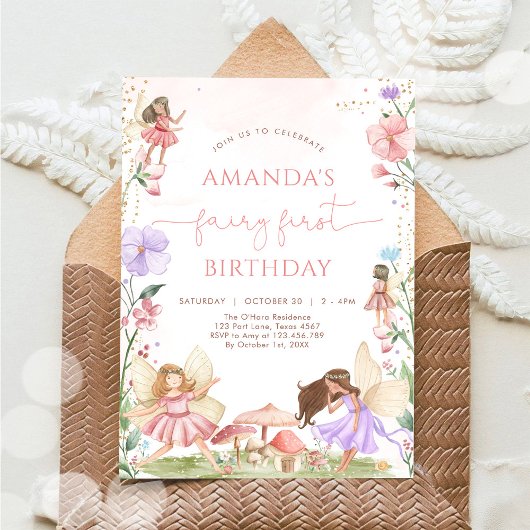Invitation pour le premier anniversaire de la fée 