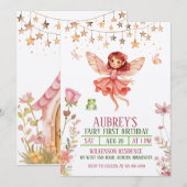 Invitation pour le premier anniversaire de la fée (Devant / Derrière)