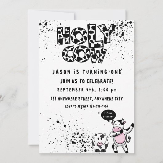 Invitation pour le premier anniversaire de la vach (Devant)