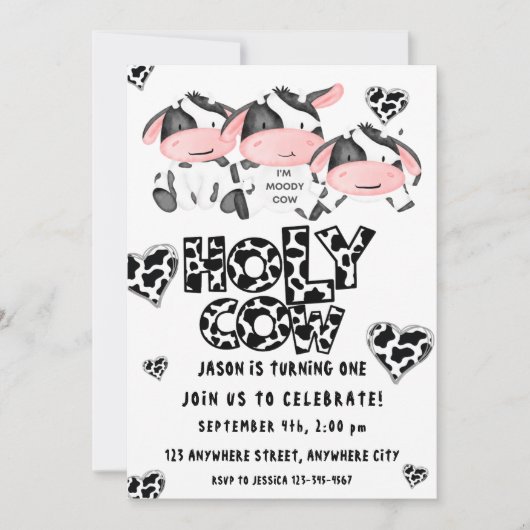Invitation pour le premier anniversaire de la vach (Devant)