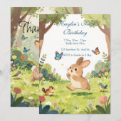Invitation pour le premier anniversaire de Lapin M (Devant / Derrière)