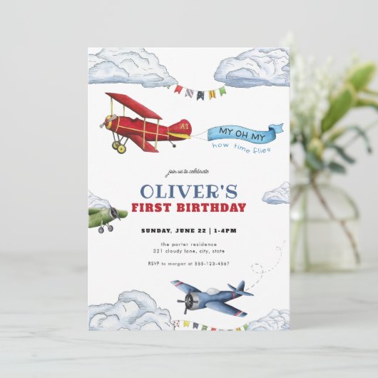 Invitation pour le premier anniversaire de l'avion (Debout devant)