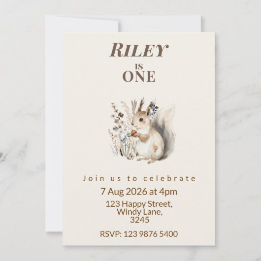 Invitation pour le premier anniversaire de l'écure (Devant)
