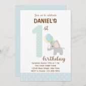 Invitation pour le premier anniversaire de l'éléph (Devant / Derrière)