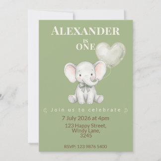 Invitation pour le premier anniversaire de l'éléph