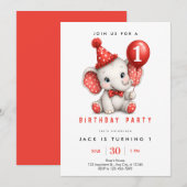 Invitation pour le premier anniversaire de l'éléph (Devant / Derrière)