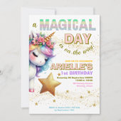 Invitation pour le premier anniversaire de licorne (Devant)