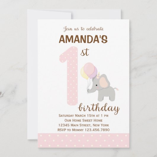 Invitation pour le premier anniversaire de Little (Devant)