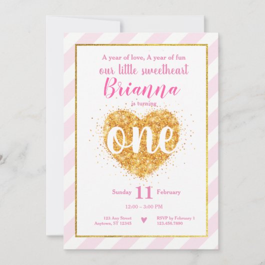 Invitation pour le premier anniversaire de Little  (Devant)