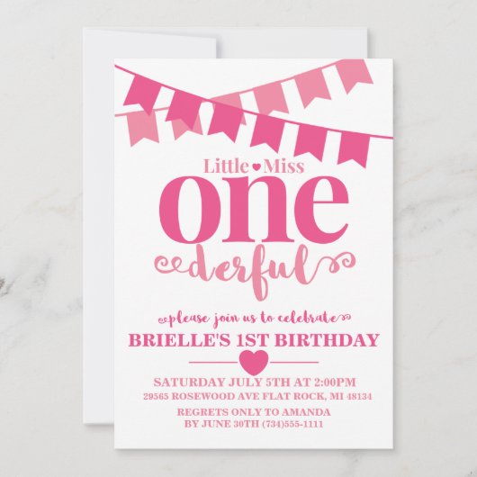 Invitation pour le premier anniversaire de Little (Devant)