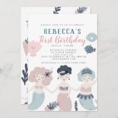 Invitation pour le premier anniversaire de Little  (Devant / Derrière)