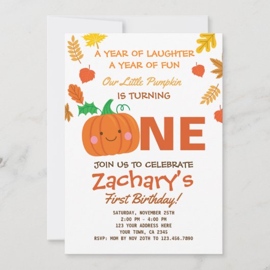 Invitation pour le premier anniversaire de Little (Devant)