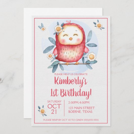 Invitation pour le premier anniversaire de l'oisea (Devant / Derrière)