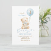 Invitation pour le premier anniversaire de l'ours (Debout devant)