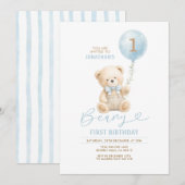 Invitation pour le premier anniversaire de l'ours (Devant / Derrière)