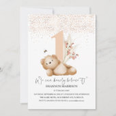 Invitation pour le premier anniversaire de l'ours  (Devant)