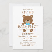 Invitation pour le premier anniversaire de l'ours  (Devant)