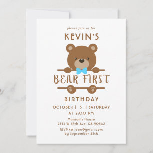 Invitation pour le premier anniversaire de l'ours