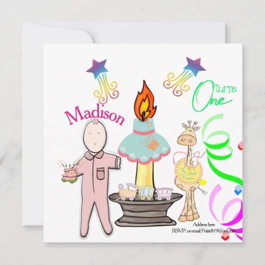 invitation pour le premier anniversaire de naissan (Devant)