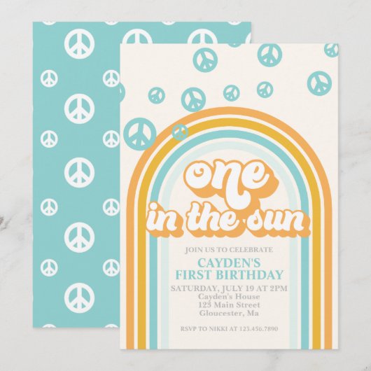 Invitation pour le premier anniversaire de One in (Devant / Derrière)