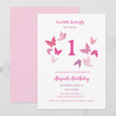 Invitation pour le premier anniversaire de papillo (Devant / Derrière)
