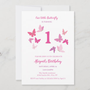 Invitation pour le premier anniversaire de papillo