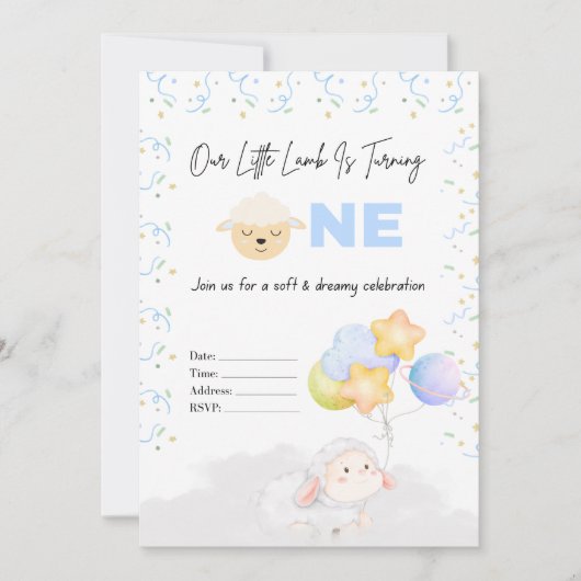 Invitation pour le premier anniversaire de Petit A (Devant)
