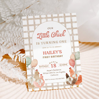 Invitation pour le premier anniversaire de poulet