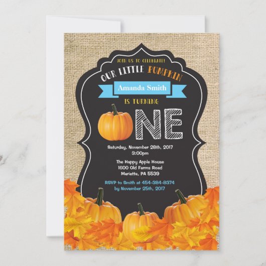 Invitation pour le premier anniversaire de Pumpkin (Devant)