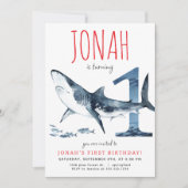 Invitation pour le premier anniversaire de requin (Devant)