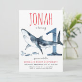 Invitation pour le premier anniversaire de requin (Debout devant)