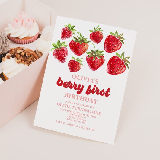 Invitation pour le premier anniversaire de Strawbe