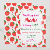 Invitation pour le premier anniversaire de Strawbe (Devant / Derrière)