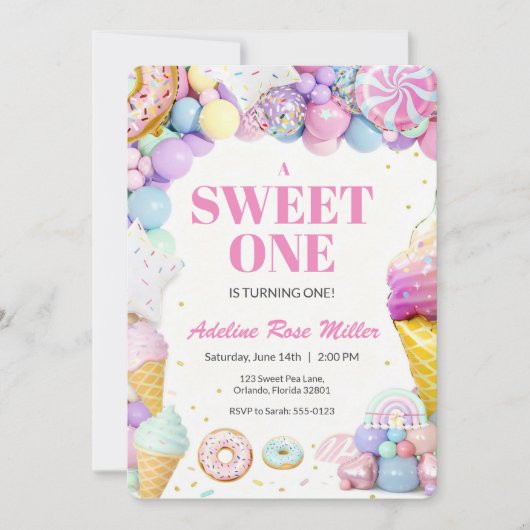 Invitation pour le premier anniversaire de Sweet O (Devant)