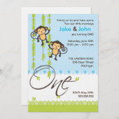 Invitation pour le premier anniversaire de Twin Bo (Devant / Derrière)