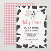 Invitation pour le premier anniversaire de vache e (Devant / Derrière)