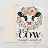 Invitation pour le premier anniversaire de Vache s (Devant / Derrière)