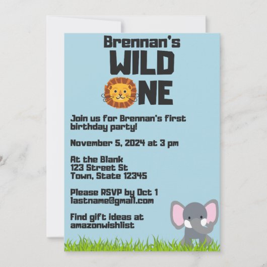 Invitation pour le premier anniversaire de WILD ON (Devant)